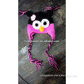 HOT pink Girls Crochet Owl Hat, Crochet Baby Hat, Toddler Knit Hat, Animal Hat